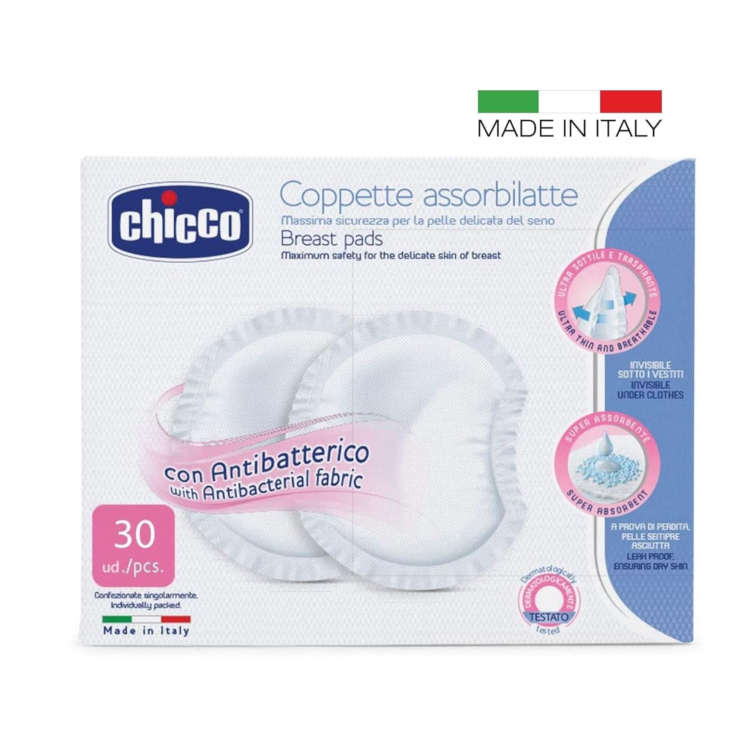 Chicco Acterielle Natural Feeling Stilleinlagen, 30 Stück Lebensmittel- und Stillzubehör Bebe Naty Shop