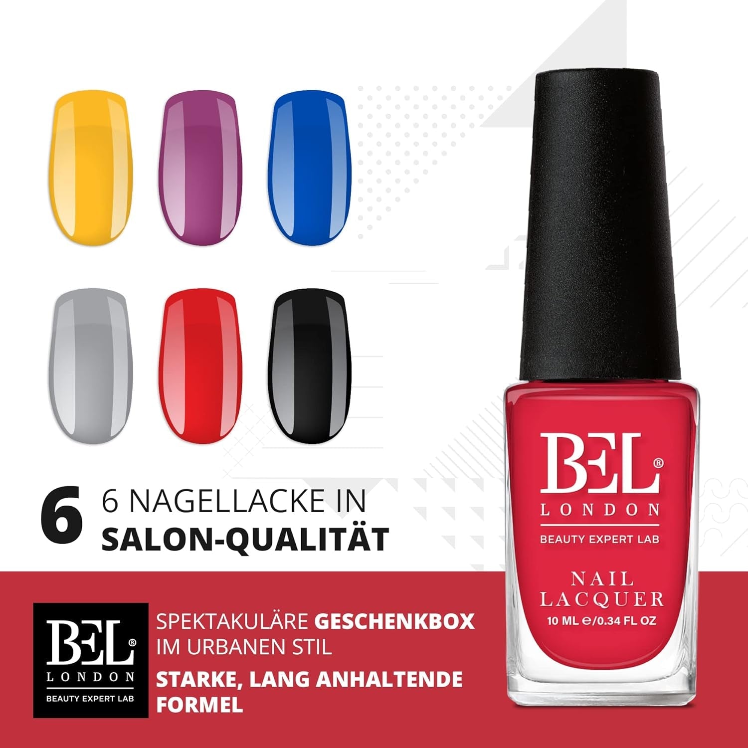 Bel London Urban Legend - Set de ojă cu uscare rapidă - Set de ojă non-toxice, ecologice și normale, fără lumină UV, pentru o manichiură perfectă acasă, 6 culori