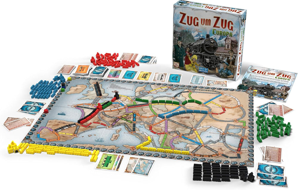 Asmodee, Ticket to Ride: Europa, Days of Wonder, Grundspiel, Familienspiel, Brettspiel, 2-5 Spieler, ab 8 Jahren, 30-60 Minuten, Deutsch