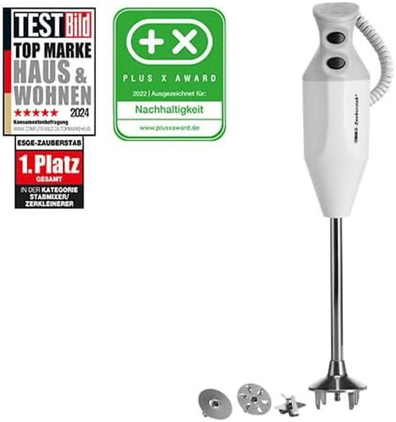 ESGE Zauberstab P 200 Profi, Stabmixer Weiß Inkl. Zubehör, Bis Zu 17.000 U/Min, 90860, Weiß/Grau Kitchen Naty Shop