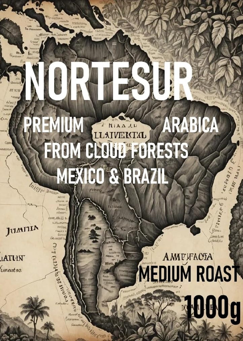Cafea Norte Sur, cafea tare pentru măcinarea zilnică. 100% Arabica din Mexic și Brazilia.