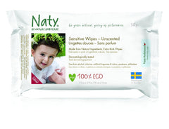 Eco by Naty Babycare, Șervețele umede ecologice pentru bebeluși, fără parfum, 56 de scutece