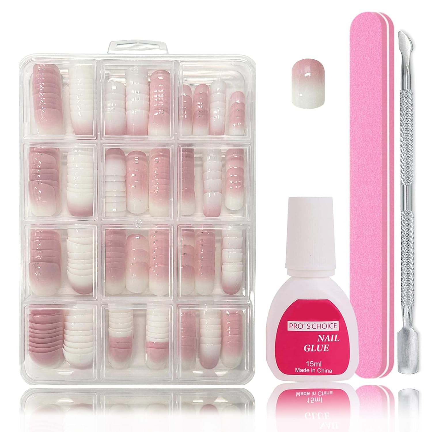 240 Stück Falsche Nägel Tips Set - Französisch Falsche Nägel Zum Aufkleben - Künstliche Nägel Medium Quadrat Ballerina Nail Art Manicure Fake Nails Für Damen Und Frauen (French Medium Ballerina)
