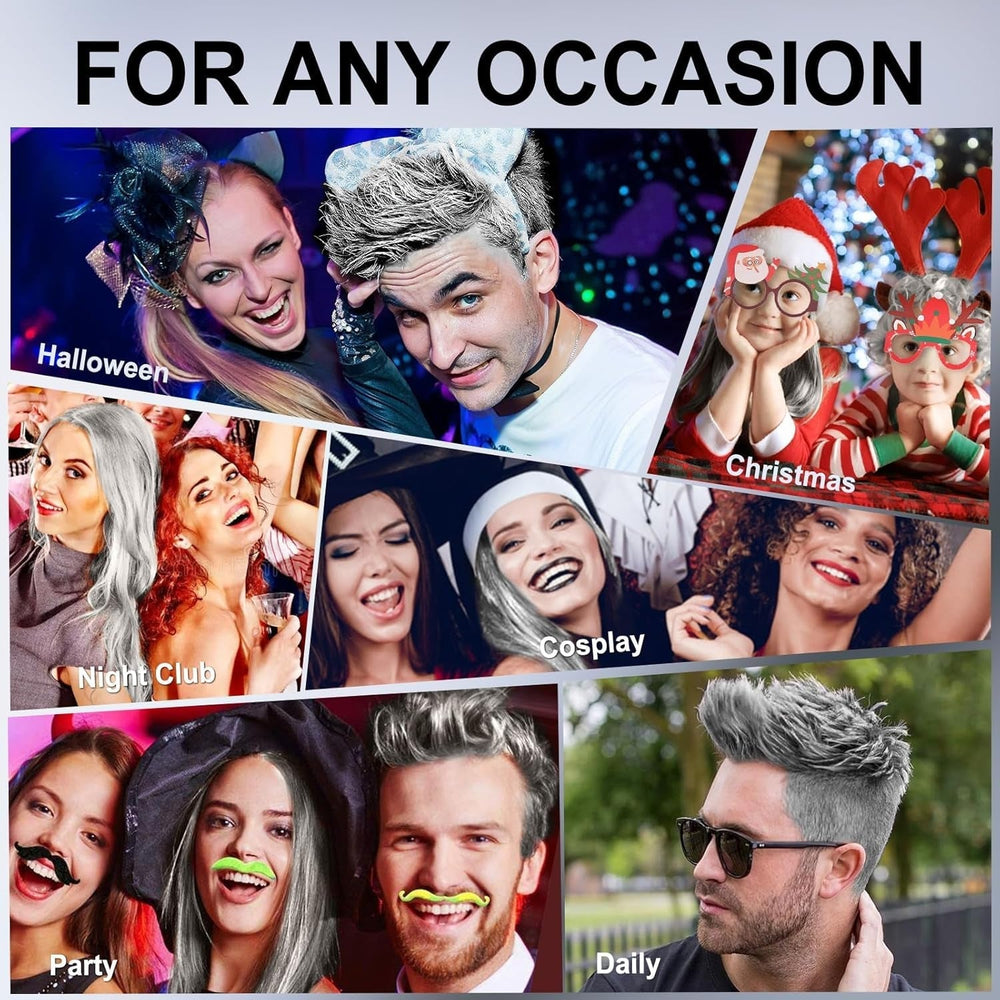 JVR Ceară de păr temporară 80g, ceară de păr lavabilă pentru copii femei bărbați, coafură naturală mată pentru petreceri, cosplay, Halloween, Crăciun, mascaradă, DIY (gri, 80g) Vopsea pentru par Naty Shop