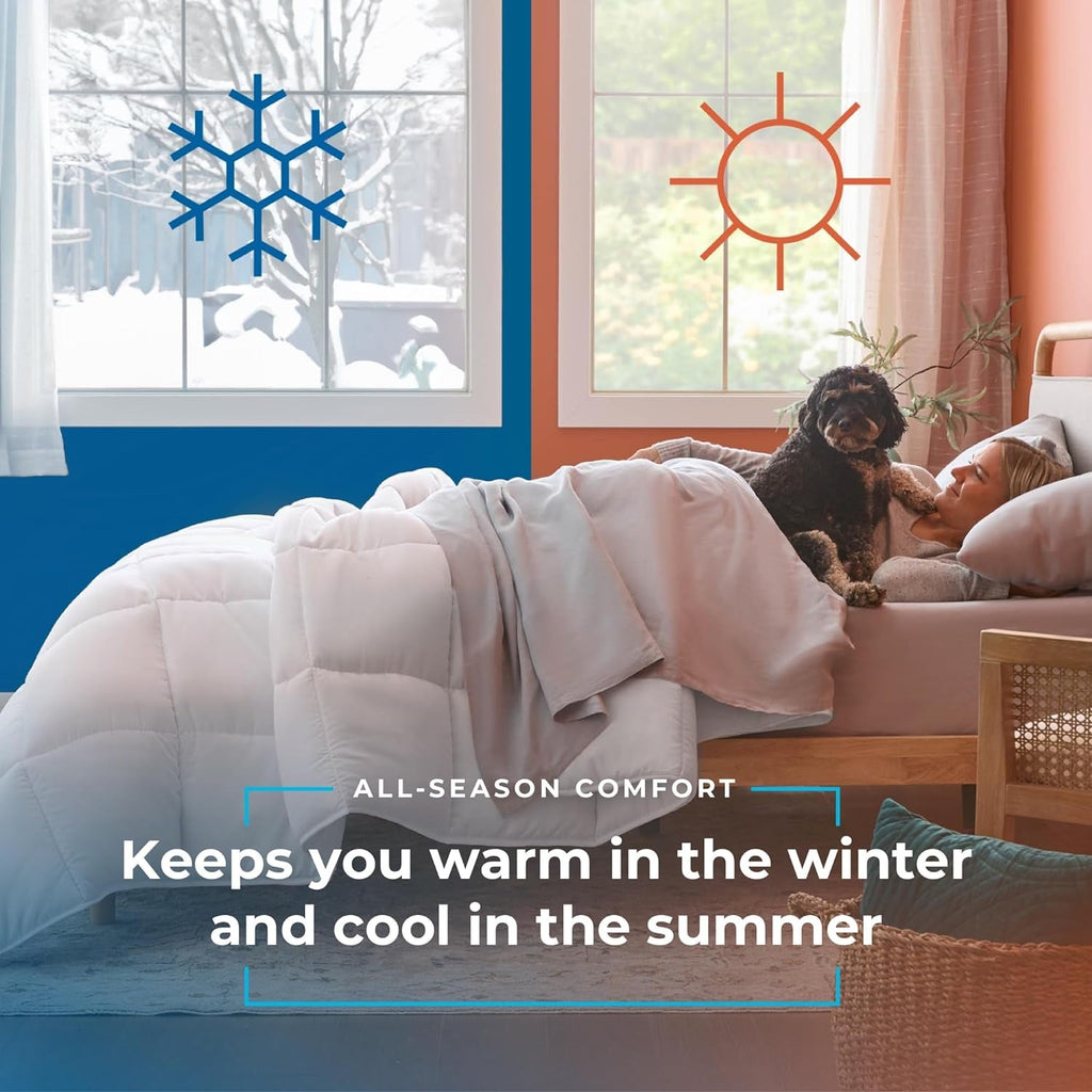 Linenspa plapumă all-season - plapumă single din microfibră 10.5 Tog - Oeko-Tex, plapumă alternativă cu puf, alb Plapumi si pilote Naty Shop