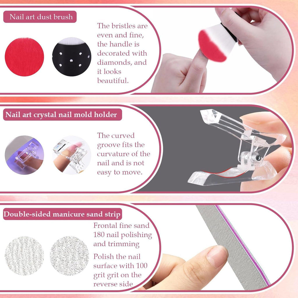 Set de 288 de forme duble pentru unghii, Set de unghii cu formă dublă, 12 forme pentru extensii de unghii, forme de gel pentru extensii de unghii, potrivit pentru începători și manichiuriști