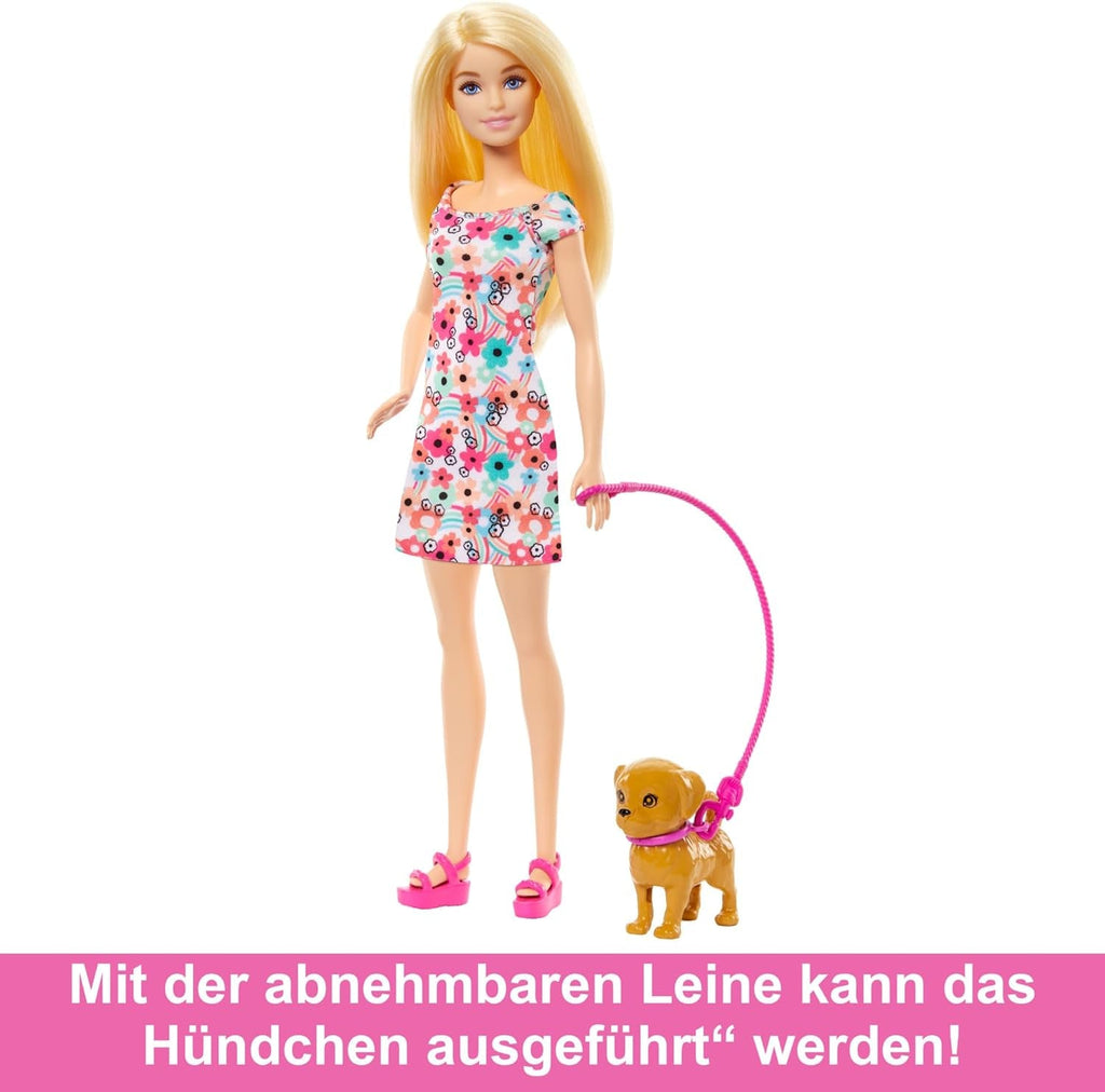 Păpușă Barbie Dog Duo și accesorii, inclusiv câine mic și câine mare cu scaun cu rotile, lesă, bol de mâncare, pat pentru animale de companie și tratează oasele, pentru copii de la 3 ani, HTK37 Papusi Naty Shop