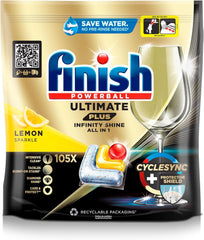 Finish Ultimate plus Infinity Shine Citrus Dishwasher Tabs – Tabs für die Spülmaschine, Intensivreinigung – 105 Kapseln, Zitrone Naty Shop