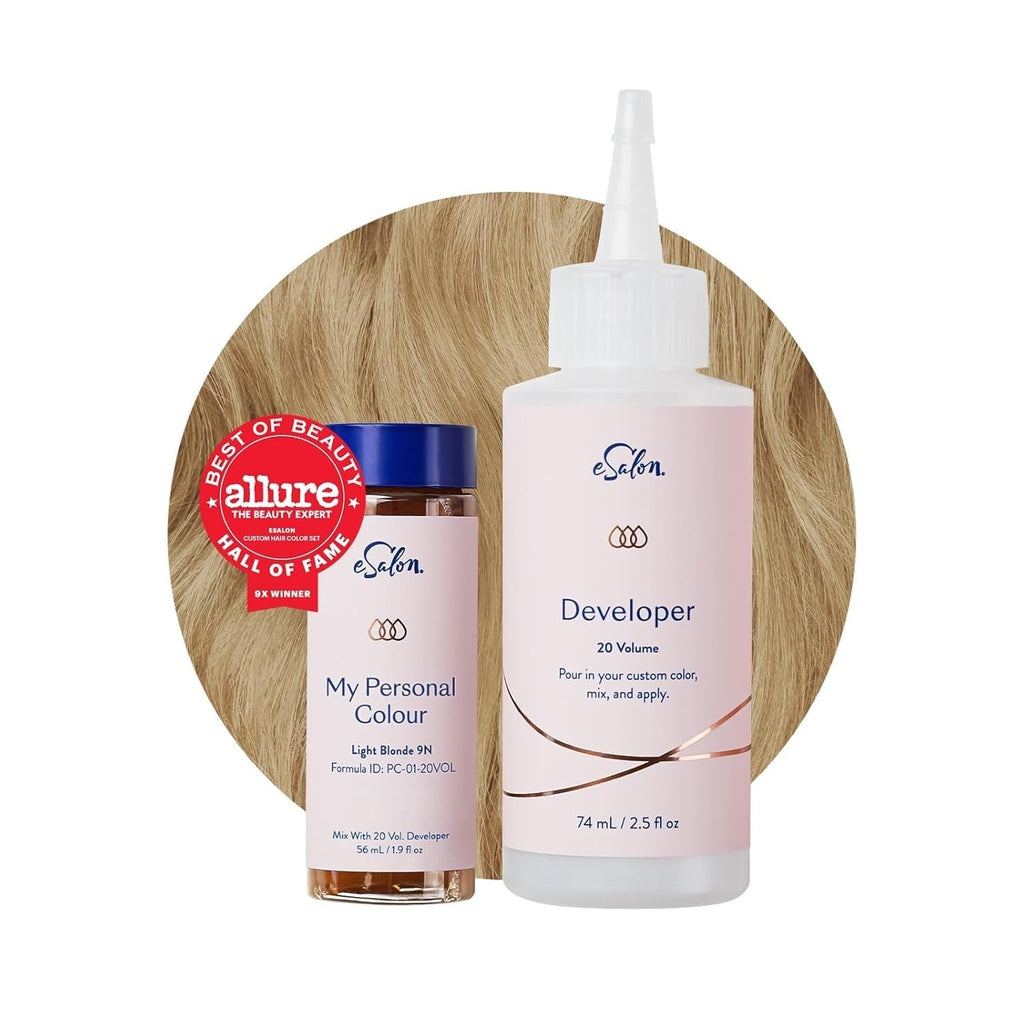 Set colorant permanent pentru păr, 100% acoperire gri, colorare la domiciliu, 0% amoniac vopsele de păr, vopsele de păr multidimensionale, vopsele de păr profesionale Vopsea pentru par Naty Shop Blond deschis 9N