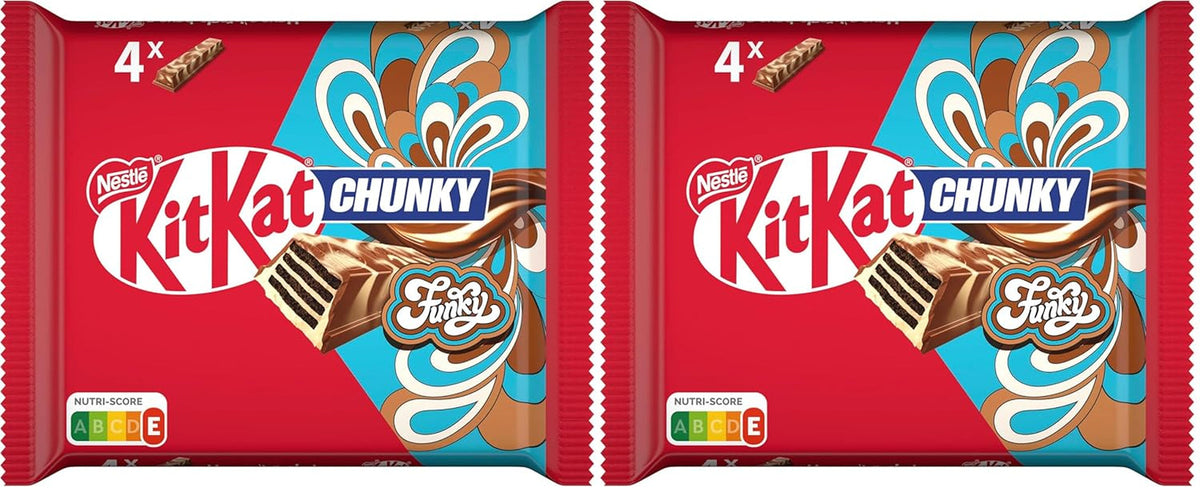 Nestlé Chunky Funky, napolitană crocantă în ciocolată cu lapte, pachet multiplu, pachet de 2 (4 x 40 g fiecare)