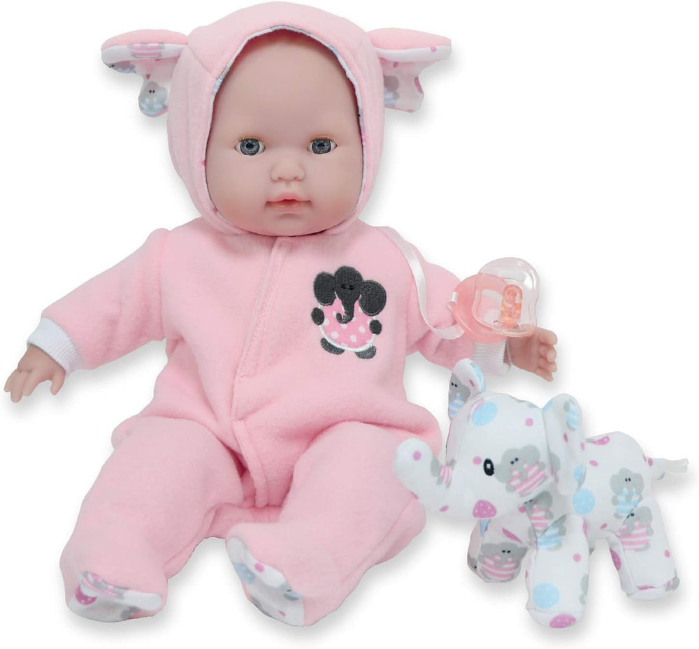 38 cm große realistische Babystoffpuppe mit offenen/geschlossenen Augen | JC Toys - Berenguer Boutique | 10-teiliges Geschenkset mit Flasche, Rassel, Schnuller & Zubehör | Blau | ab 2 Jahren.