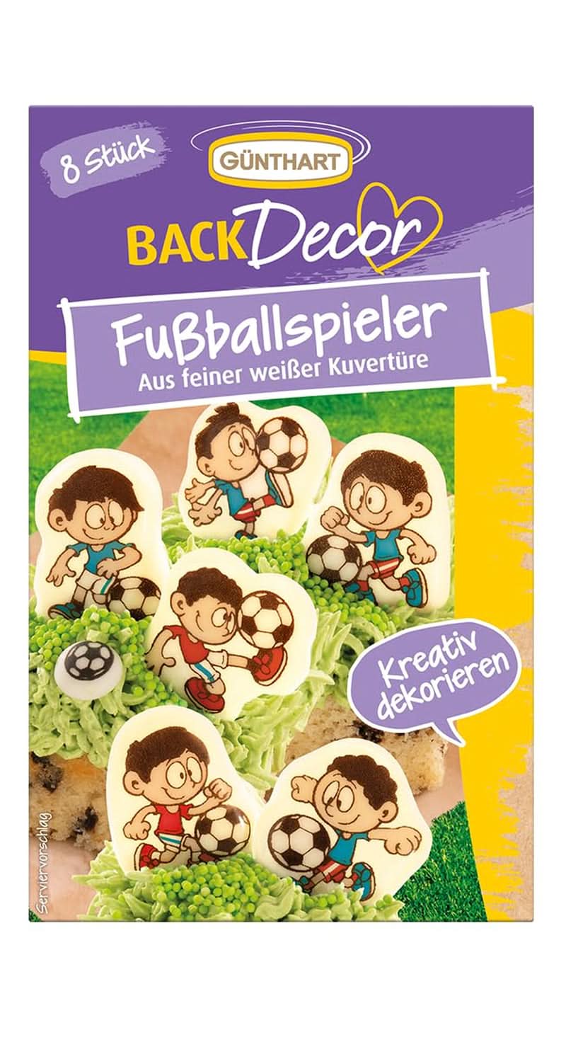 Günthart Backdecor 12 Fotbaliști de zahăr și mingi de fotbal, 21 grame Naty Shop Fotbalist de ciocolată