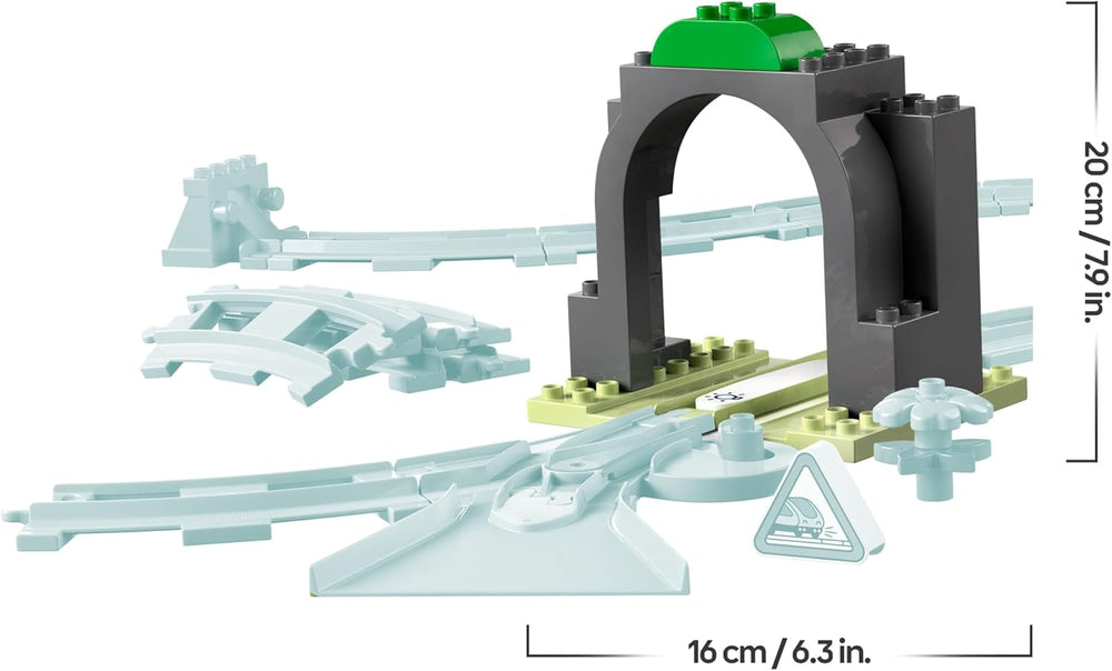 LEGO DUPLO Eisenbahntunnel und Schienen – Erweiterungsset - Lernspielzeug für Kleinkinder – 10-teilige Bahnstrecke mit Trichter und Weiche – Geschenk für Jungen & Mädchen ab 2 Jahren - 10425