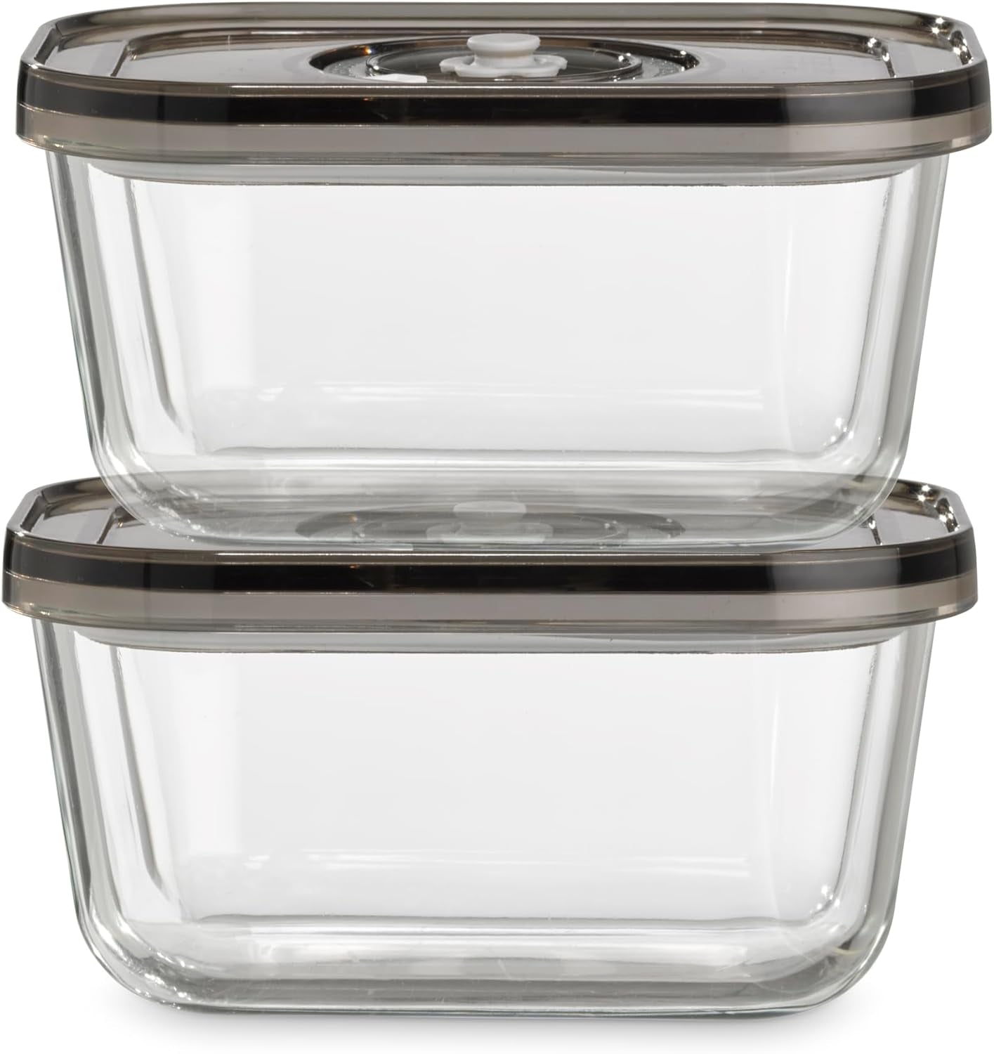 Set Caso Vacu OneTouch Eco, sigilator manual de vid, inclusiv 3 recipiente de vid din sticlă și VacuBoxx Eco-Duo S - recipient de prospețime în vid / 2 recipiente cu 500 ml fiecare Cutii depozitare alimente Naty Shop