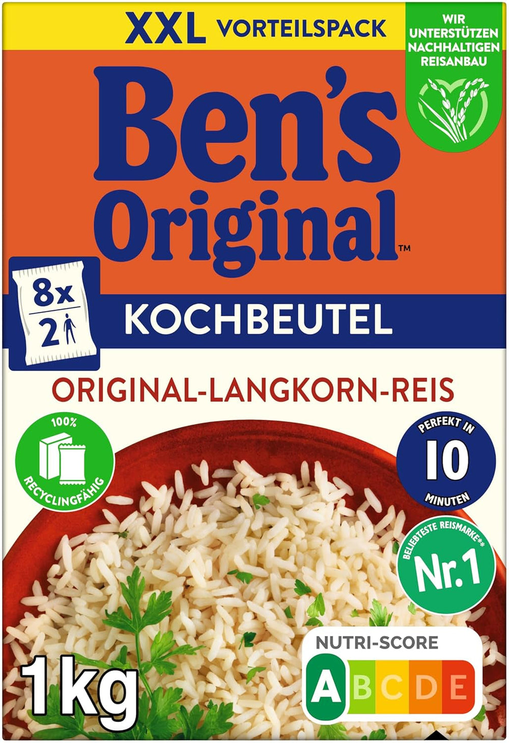 Orez cu bob lung BEN'S ORIGINAL™, fiert în pungă, 10 minute, 6 x 1 kg