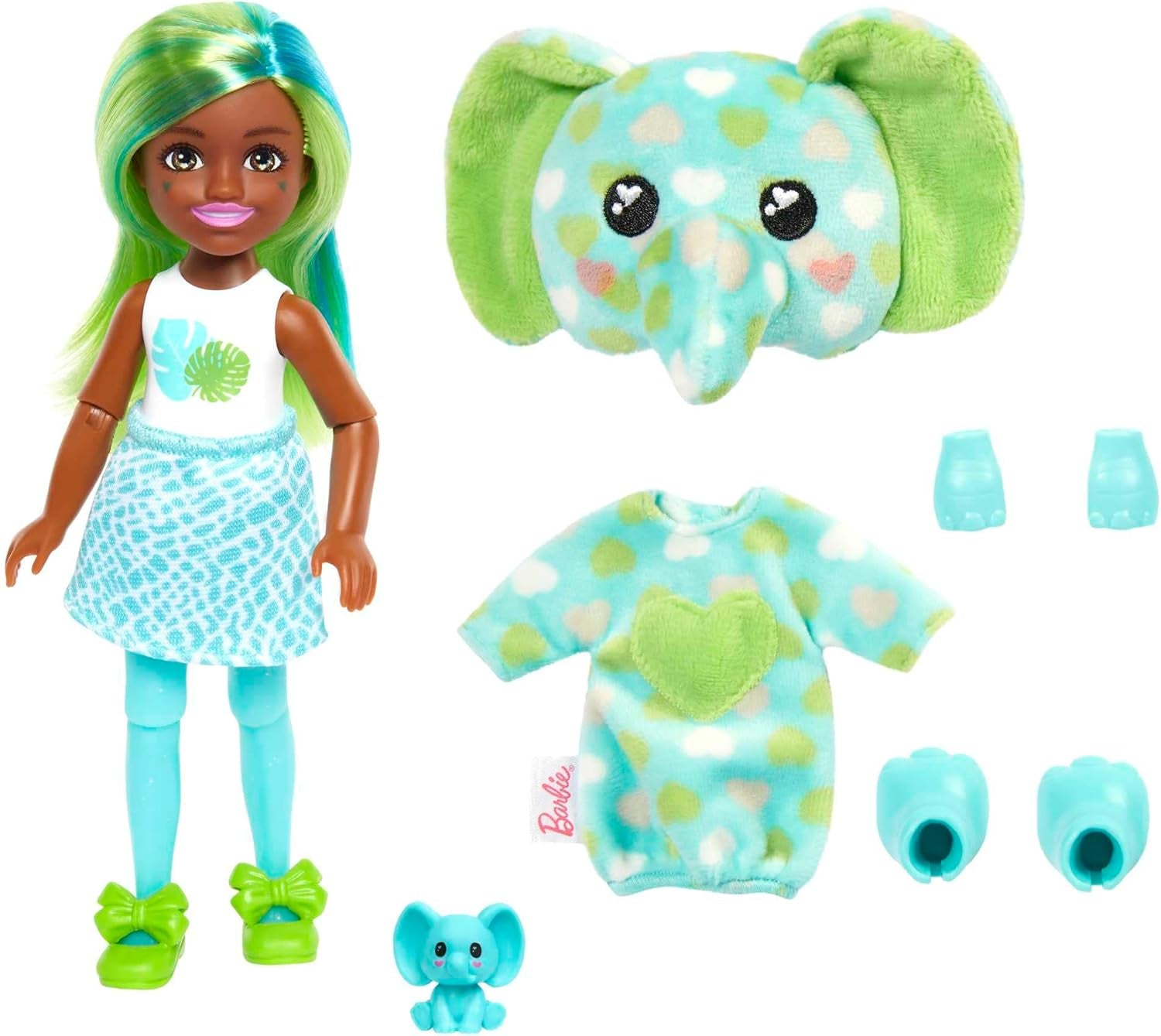 Barbie Cutie Reveal, Chelsea Puppe mit Elefantenzubehör, 7 Überraschungen, Haustier, Farbwechseleffekt, inkl Cutie Reveal Puppe, Geschenk für Kinder, Spielzeug ab 3 Jahre,HKR13
