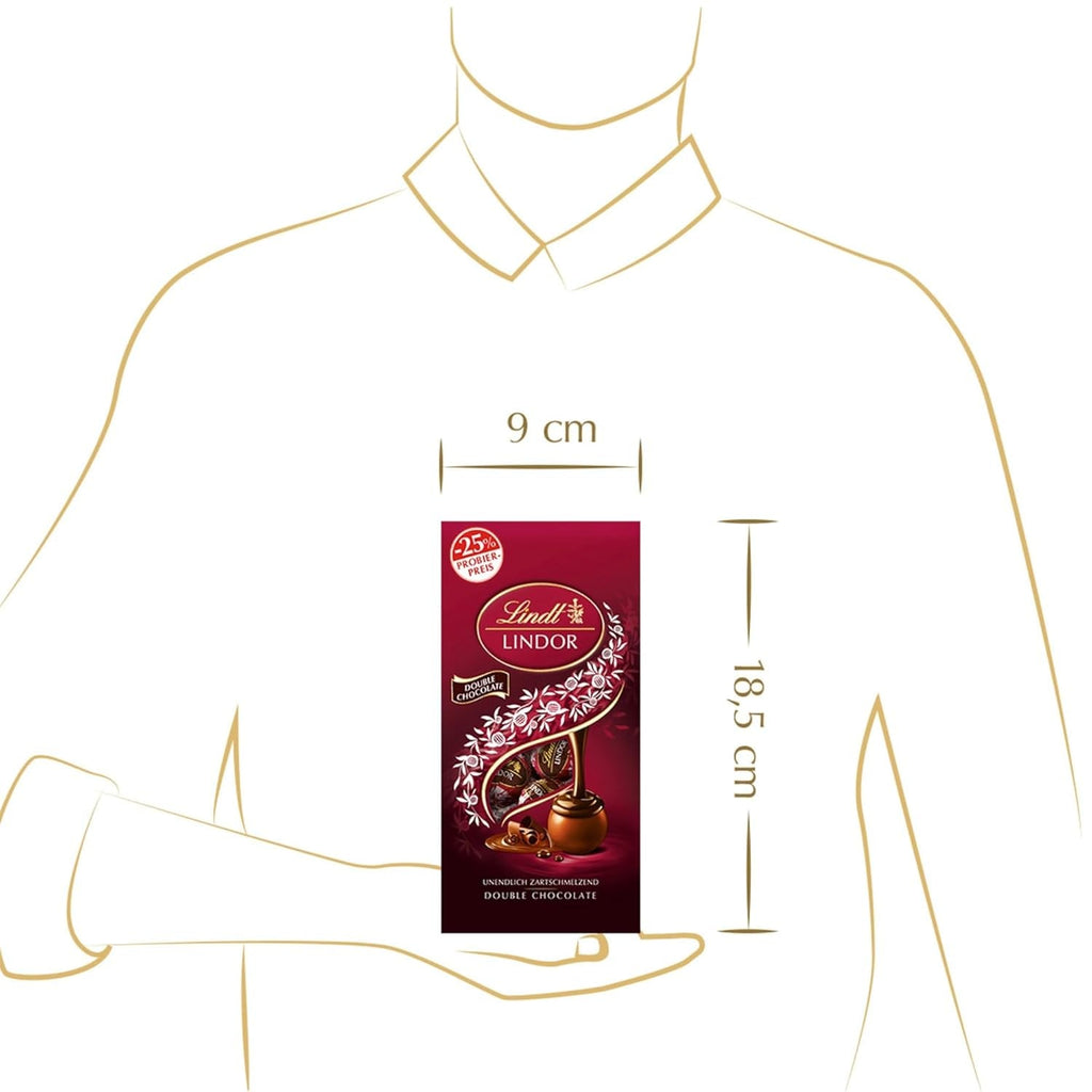 Lindt Chocolate LINDOR Double Chocolate Balls, Promoție | Pungă de 137 G Bomboane de Ciocolata Naty Shop