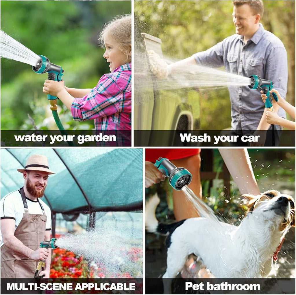 Furtun de grădină, 30 m, furtun de grădină cu 10 moduri, pistol de pulverizare și fitinguri din alamă masivă, furtun flexibil, furtun de grădină extensibil, negru, 30 m