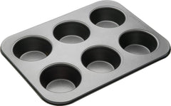 Masterclass Tiefes Muffinblech/Yorkshire Puddingform, 6-Loch-Form Mit PTFE-, PFOA- Und Bpa-Freier Antihaftbeschichtung, Robuster 1 Mm Kohlenstoffstahl, Grau, 35 X 26 Cm Formen und Tabletts zum Backen Naty Shop