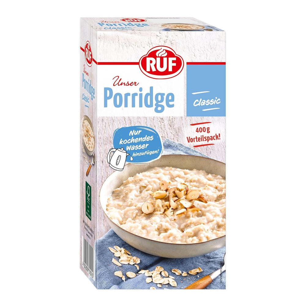 RUF Porridge Apfel-Zimt, mit ganzen Haferflocken, feinem Zimtgeschmack und getrockneten Apfelstücken, 400 Gramm Naty Shop Cereals 400 Gramm Classic
