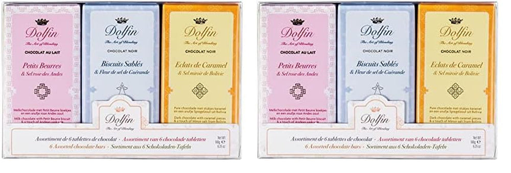 Dolfin Sweet And Salty Schokoriegel – 6 verschiedene dunkle und Milchschokoladenriegel, 180 Gramm Naty Shop Schokoladenbonbons-Set 2 x 180 Gramm