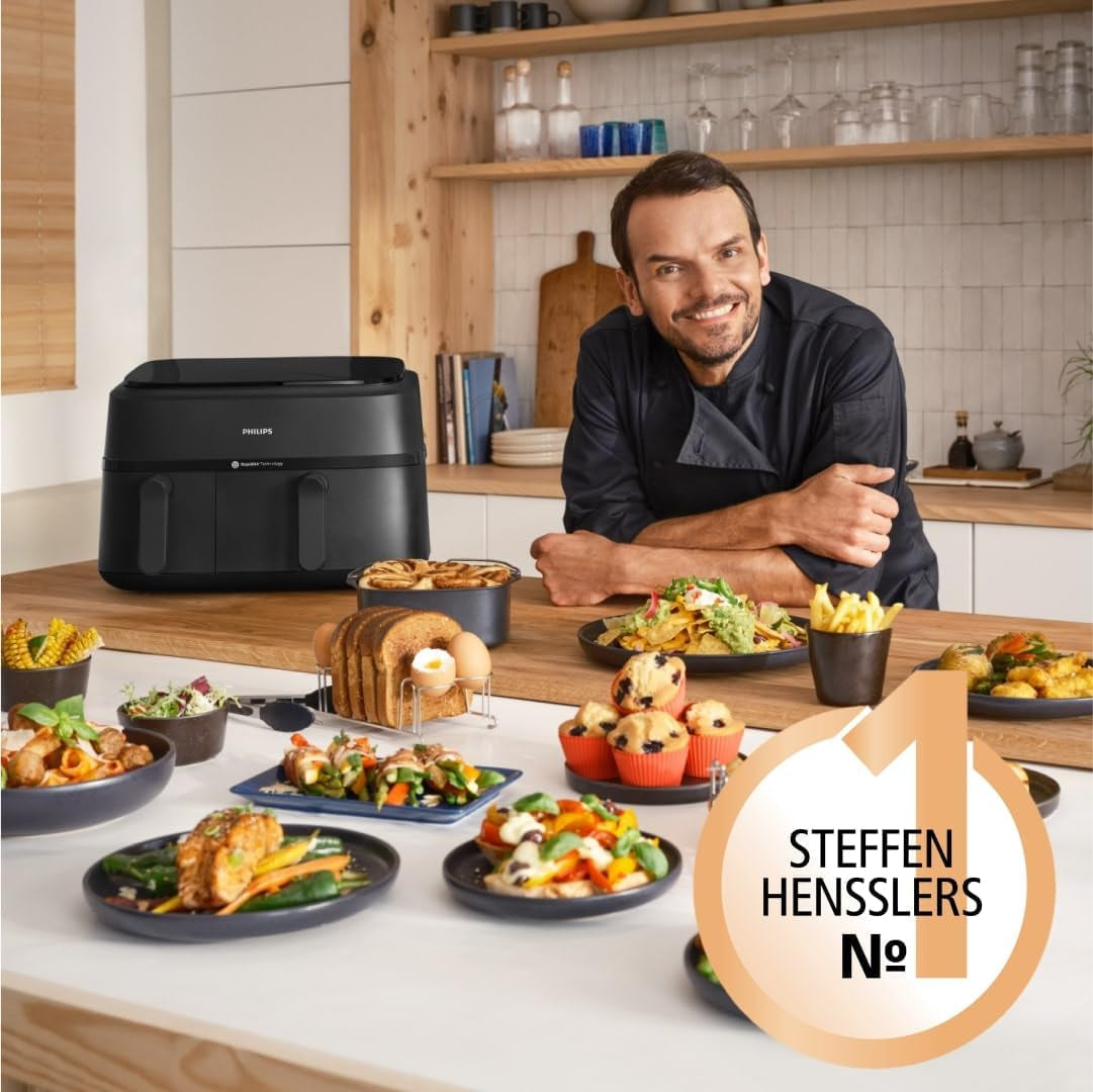Philips Dual Basket Airfryer 3000 Series mit Frühstücksset, 9 Liter, 2 Schubladen Haushaltsgeräte Naty Shop