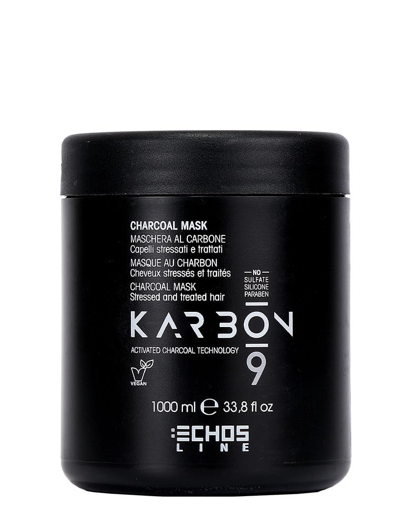 Echosline Karbon 9 Mască organică vegană pe bază de cărbune (1000ml) Masca de par Naty Shop Titlu implicit