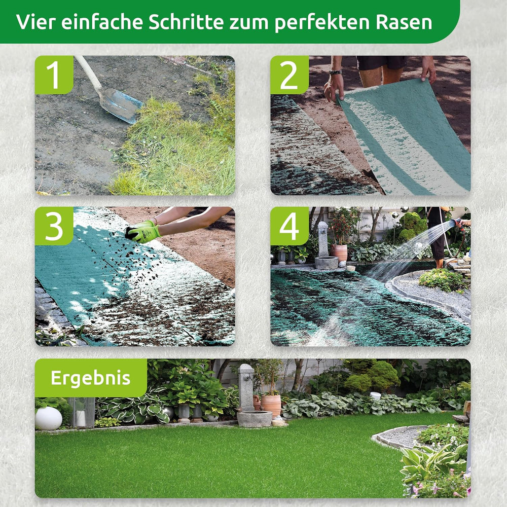 Biologisch Abbaubare Rasenmatte Mit Integriertem Dünger Und Hydronanogel, Rasenrolle, Grasrolle, Rasenvlies, Rasen Saatgut, Dünger, Rollrasen, 10M²