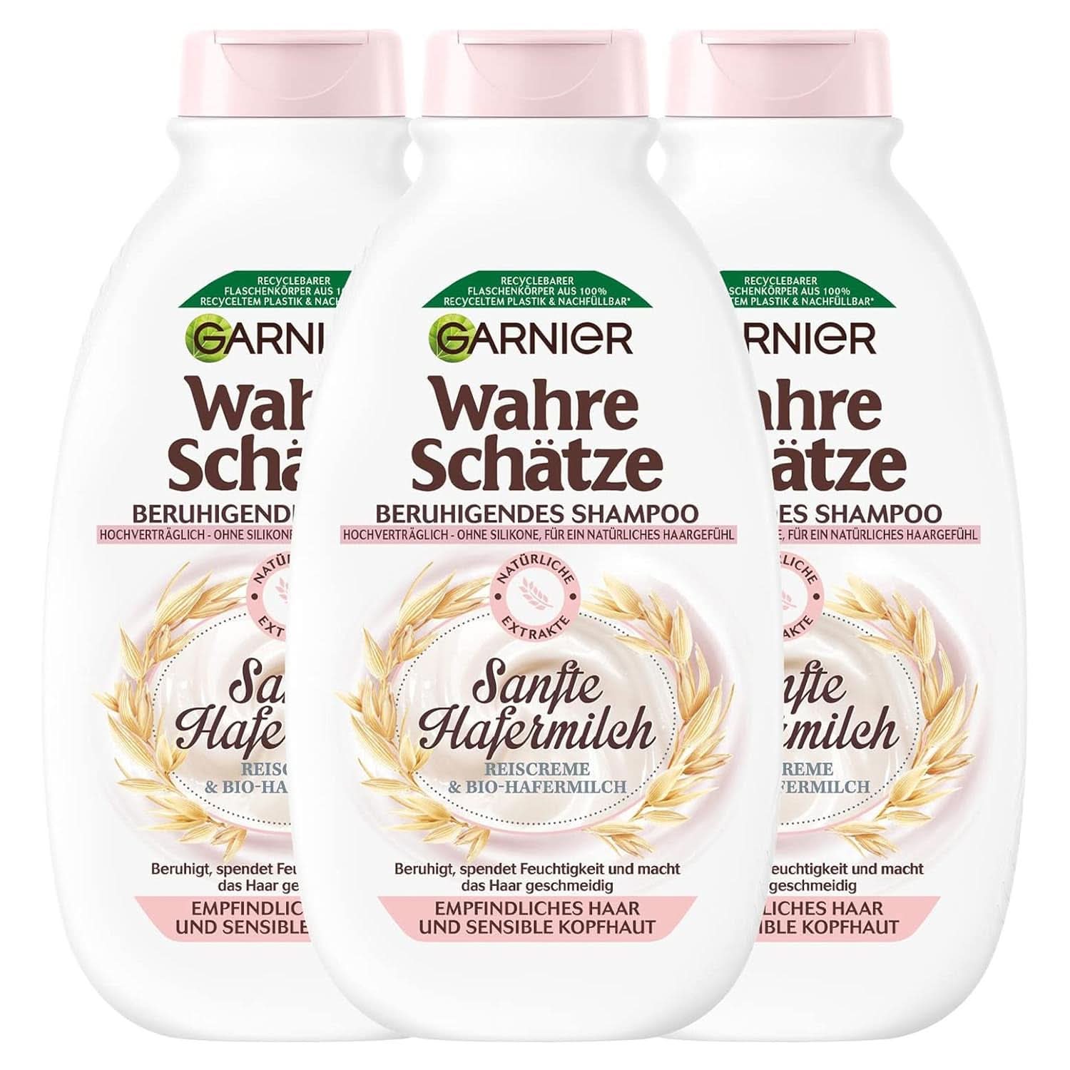 Garnier True Treasures Șampon calmant cu lapte de ovăz delicat pentru păr sensibil, 250 ml Duș și baie Naty Shop 3 x 250 ml