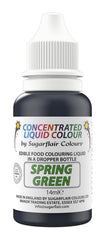 Colorant alimentar lichid comestibil cu picături Sugarflair, verde primăvară - Colorant alimentar pentru pastă de zahăr, cremă de unt - Poate fi folosit cu aerograful - 14 ml