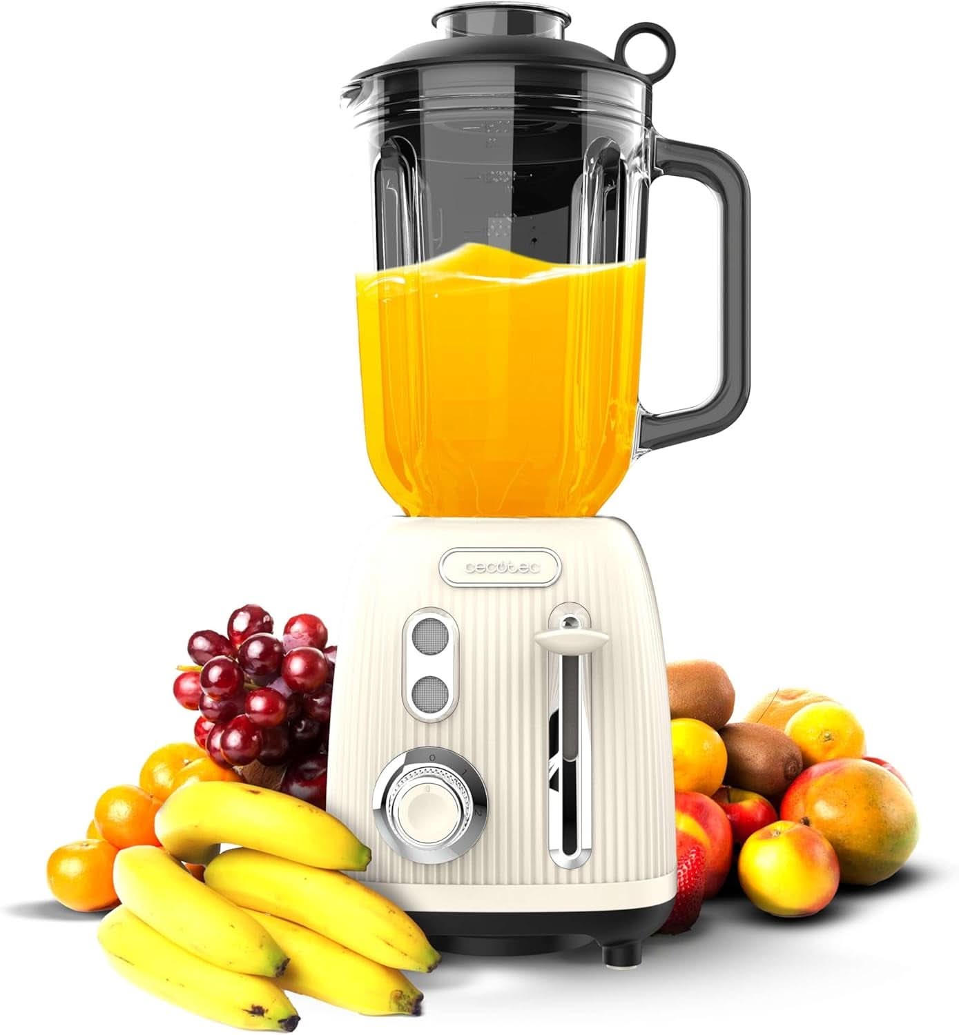 Cecotec Standmixer Retro Power Schwarz Titan Retrogrün. 1200W Maximale Leistung, 2 Geschwindigkeiten, 4-Klingen-Messer Mit Schwarzer Titanbeschichtung Und 1,5L Krug, Vintage-Design in Grün Bucatarie Naty Shop Beige