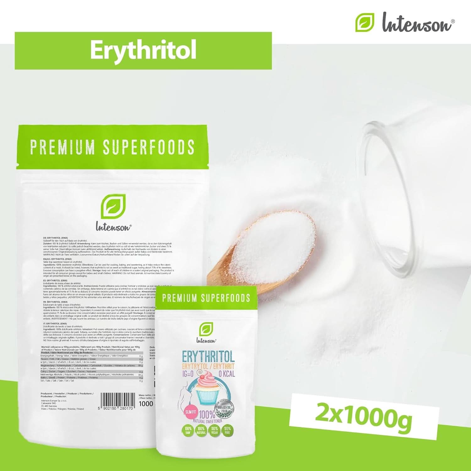 Erythritol – Natürliche Zuckeralternative, 2 kg Süßstoffe Naty Shop