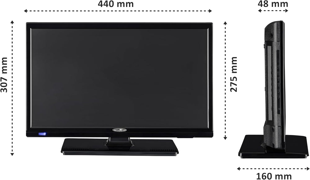 Televizor inteligent REFLEXION LED19iBT de 19 inci (HD Ready, DVB-T2/S2/C, HDMI, CI+, Bluetooth, WLAN, 12V/230V) – Televizor ușor de camping pentru rulote, autorulote, bărci și camioane cu VESA 100x100