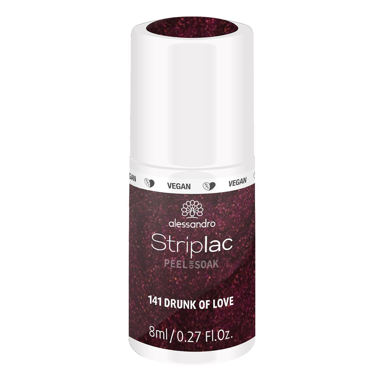 Oja UV alessandro Striplac Elegant Ruby – Delicată și de lungă durată – Îndepărtare ușoară datorită tehnologiei de îndepărtare peel-off – Vegană și cruelty-free – 8 ml