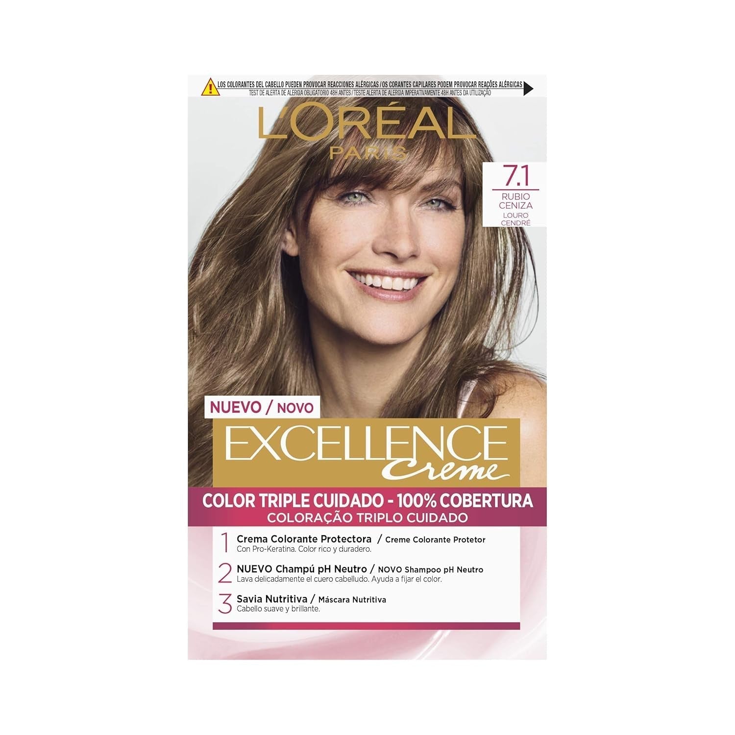 L'Oreal Excellence Creme N.1 Vopsea pentru par Naty Shop 7.1 Cenușă blondă 1 bucată (pachet de 1)