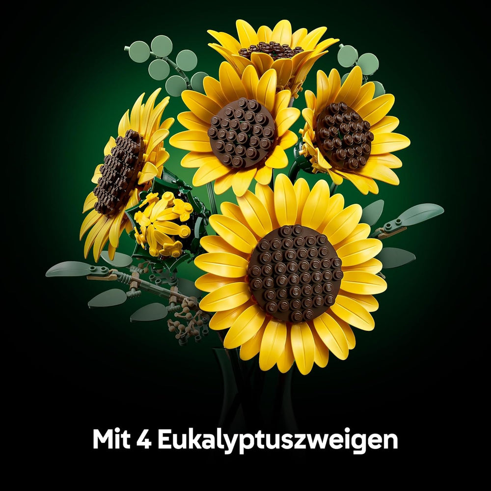 LEGO Botanicals Sonnenblumenstrauß - Kunstblumen Set für Erwachsene - Künstliche Sonnenblumen & Eukalyptuszweige für Deko im Wohn- oder Schlafzimmer - DIY Geschenkidee für Frauen - 11502