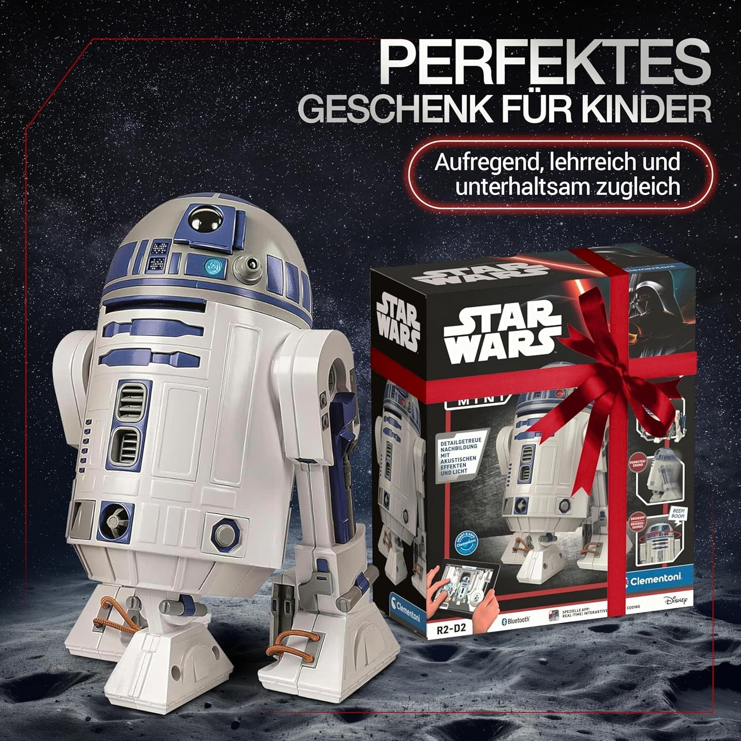 Clementoni Star Wars R2-D2 Roboter - Bausatz mit über 50 Teilen für Kinder ab 8 Jahren - Inkl. App zur Programmierung - Lernspielzeug mit Mint-Ansatz - 59457