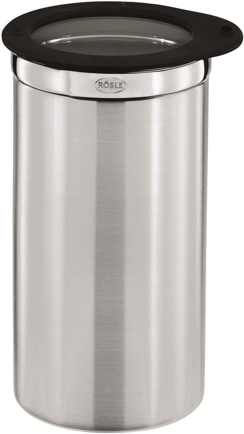 RÖSLE cutie de cafea cu capac, oțel inoxidabil 18/10, 10 cm & măsură de cafea, lingură de cafea de înaltă calitate pentru dozarea ușoară a cafelei praf, oțel inoxidabil 18/10, 17 x 3,7 x 2,7 cm, argintiu Cutii depozitare alimente Naty Shop