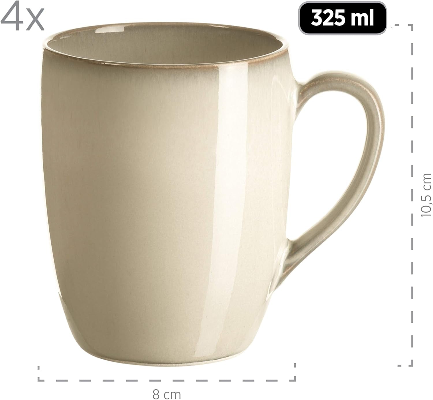 MÄSER 931736 Geschirr-Set Für 4 Personen Im Mediterranen Vintage-Look, 16-Teiliges Kombiservice in Sandigem Grau, Keramik, Sandgrau Tableware sets Naty Shop