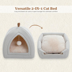 PAWZ Road Katzenhöhle mit waschbaren Kissen, Hundebett kleine Hunde, Kleintierhaus, Katzenschlafplatz-Bettchen, Katzenhaus Indoor, Beige, 40x40x40cm