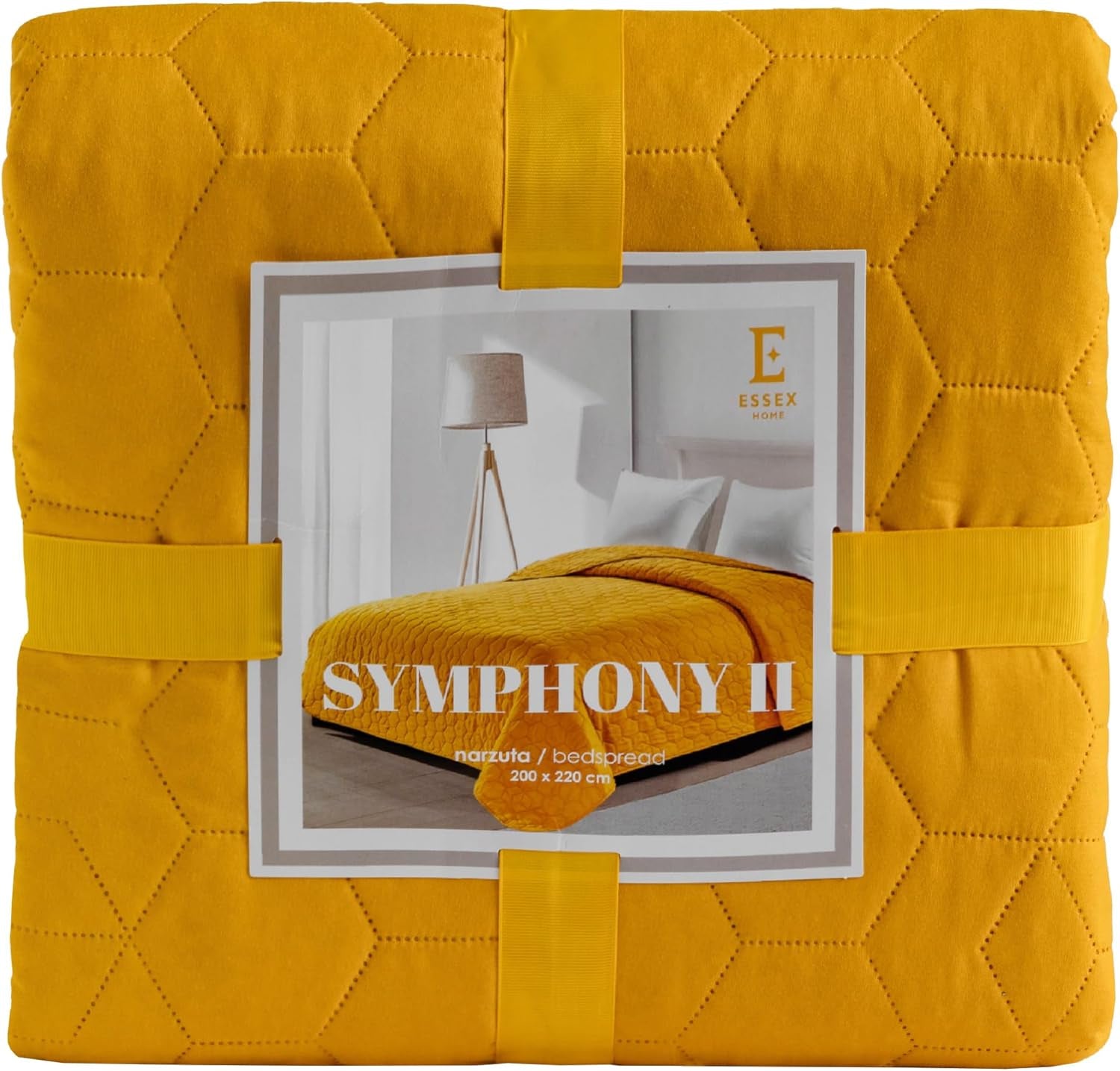 ESSEX - Tagesdecke 200 x 220 cm, ideal für das Schlafzimmer, weiche und bequeme Tagesdecke, moderne Steppung - Botanische, grüne Betten und Decken Besuche den ESSEX-Store Gelb (Symphonie) 200 x 220 cm