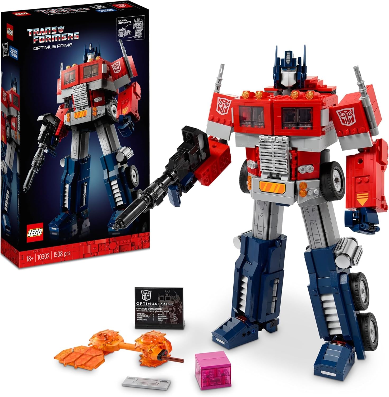 LEGO 10302 Icons Optimus Prime Set, 2in1 Roboter-Figur und LKW-Modell, Transformers-Spielzeug-Modellbausatz für Erwachsene, Geschenk zum Geburtstag oder Weihnachten für Männer, Frauen, Sie und Ihn