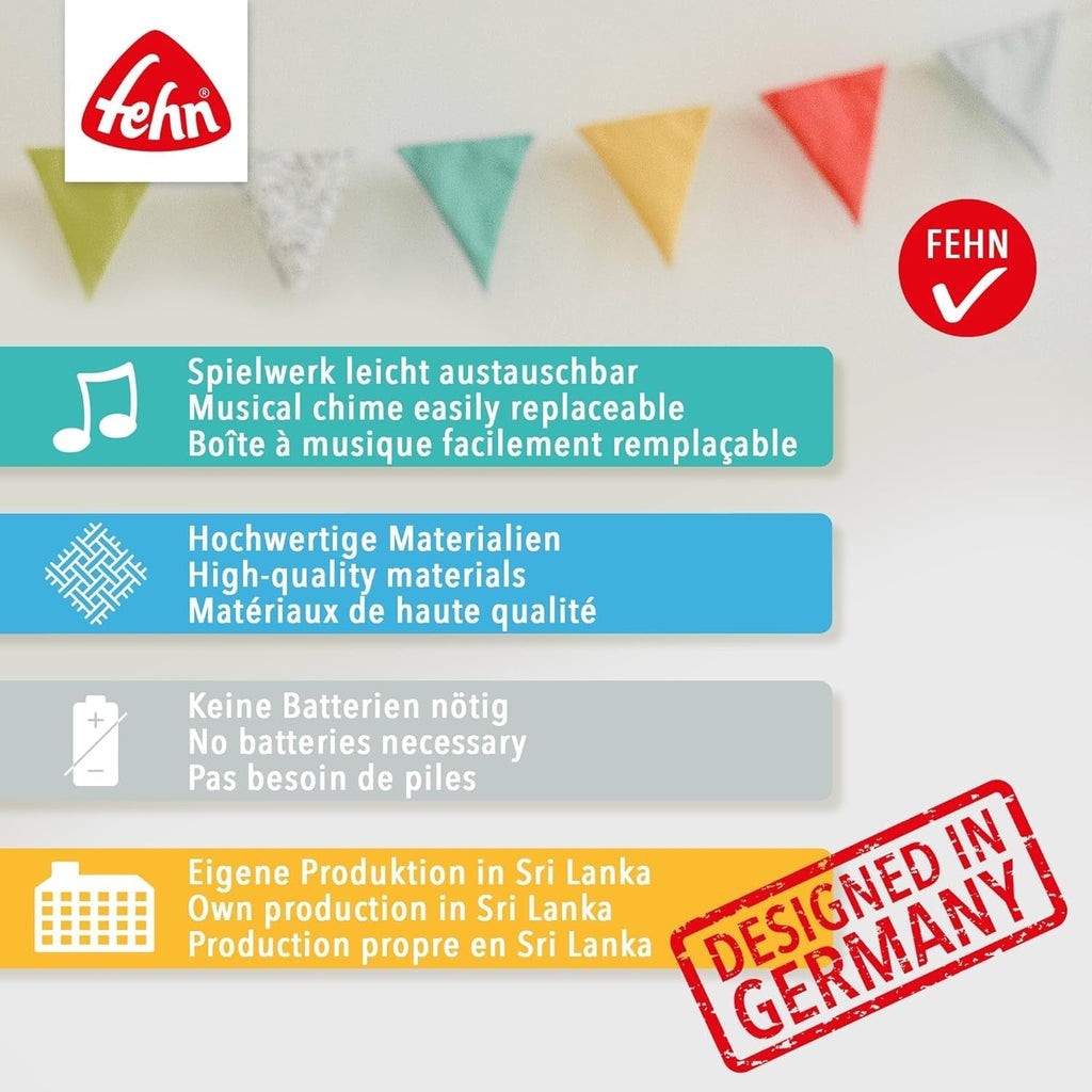 Fehn music box baby sleep aid sheep - jucărie de pluș cu atașament - melodie de ajutor pentru somn "Brahms lullaby" - jucărie pentru copii pentru deplasare și acasă - jucării muzicale pentru bebeluși și copii Jucarii Bebe Naty Shop