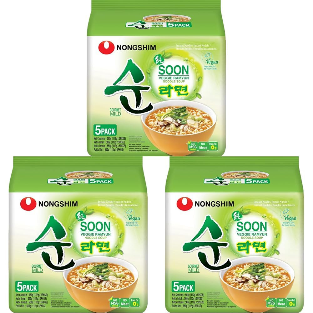 Nong Shim - Instant Cup Nudeln Suppe Soon Veggie - Multipack (12 X 67 GR)