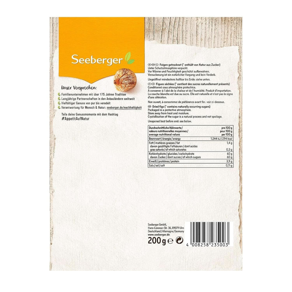 Seeberger Delikatess, Getrocknete Feigen – süß wie Honig, 12 x 200 Gramm Dehydrierte Produkte Naty Shop