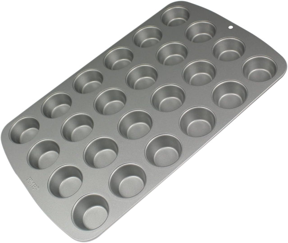 CSB111 Antihaftbeschichtete Mini-Muffinform Mit 24 Löchern Aus Karbonstahl, Edelstahl, Silber, 39,4 x 24,6 x 2,1 cm Formen und Tabletts zum Backen Naty Shop
