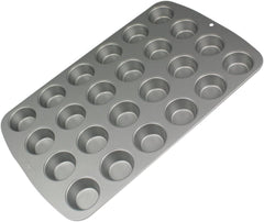 CSB111 Antihaftbeschichtete Mini-Muffinform Mit 24 Löchern Aus Karbonstahl, Edelstahl, Silber, 39,4 x 24,6 x 2,1 cm Formen und Tabletts zum Backen Naty Shop