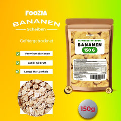 Banane liofilizate 150g felii, Fructe liofilizate fără aditivi Pure - 100% fructe uscate naturale - Banane uscate fructe uscate de la Foozia Produse deshidratate Naty Shop