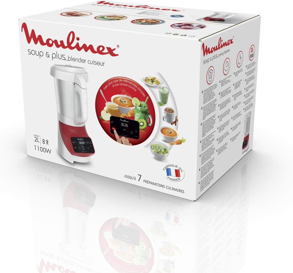 Soup&Plus LM924500 Standmixer, 1100 W, Schüssel 2 L, Edelstahlklingen, 3 Automatische Programme, Manueller Modus, Perfektes Mixen, Suppen, Smoothies, Eussies, Made in France, Soup&Plus Mama si Copilul Naty Shop