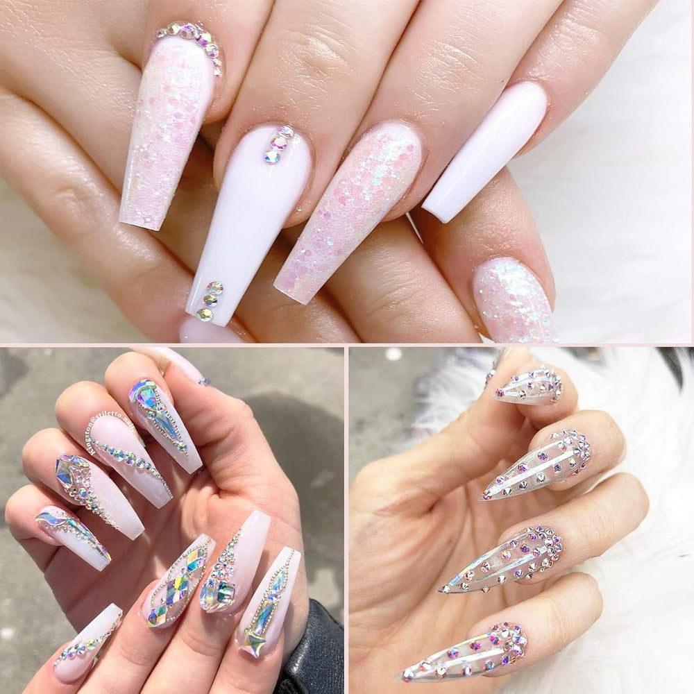 4200 Stück Strasssteine Für Nägel, Nagelglitzer, Pailletten, Nagelaufkleber Mit Kristallen, Nagel-Edelsteinen, Diamanten Für Nagelkunst, Einschließlich Wachsstift Für Strasssteine Und Strass-Picker